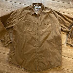 Vintage LL Bean Jacket Men 2XL Tall Brown Barn Chore Coat Field Plaid Lined